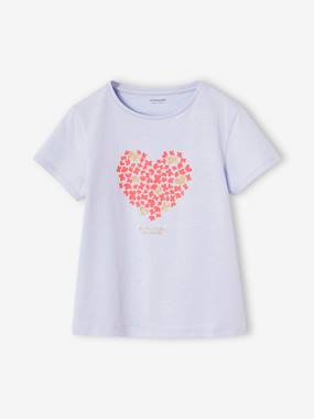 Fille-T-shirt, sous-pull-T-shirt Basics motif placé fille manches courtes