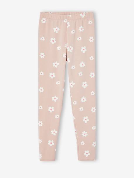 Lot de 2 leggings fille anthracite+beige+écru+rose poudré+vert émeraude+vert sauge - vertbaudet enfant 