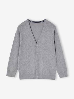 Boys-Cardigans, Jumpers & Sweatshirts-V-neck knitted cardigan BASICS for Boys