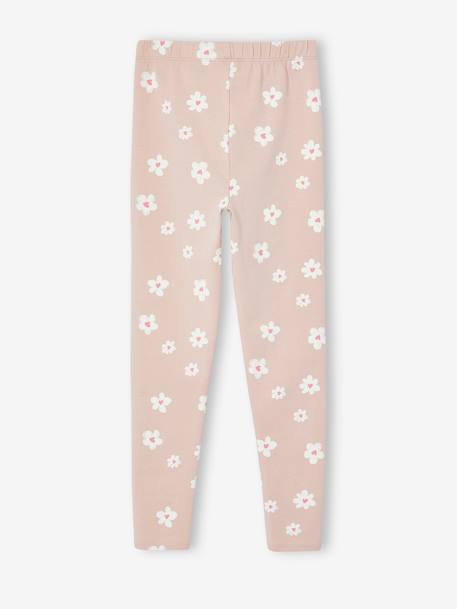 Lot de 2 leggings fille anthracite+beige+écru+rose poudré+vert émeraude+vert sauge - vertbaudet enfant 