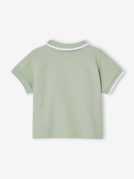 Polo Shirt with Embroidery on the Chest, for Baby Boys Dark Blue+sage green - vertbaudet enfant 