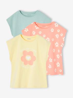 Fille-T-shirt, sous-pull-Lot de 3 T-shirts Basics fille manches courtes