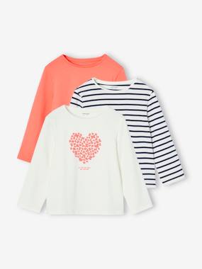 Fille-T-shirt, sous-pull-Lot de 3 t-shirts fantaisie fille manches longues