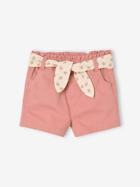 Bébé-Short-Short bébé fille paperbag avec ceinture imprimée