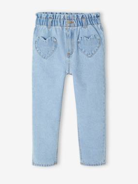 Girls-Paperbag Jeans, Heart-Shaped Pockets, for Girls