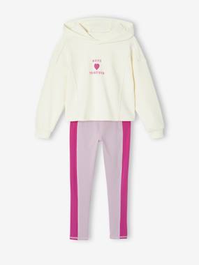 -Girls' hooded sweatshirt and leggings sports set