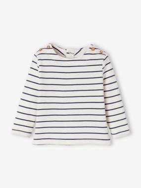 -Striped long-sleeved baby t-shirt