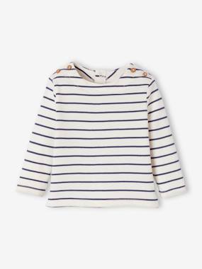 Haut Manches Longues Rayé Bleu Et Blanc F&F – Bébé Garçon 6-9 Mois – Occasion Très Bon état