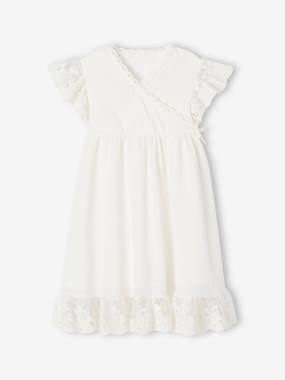 Crossover Occasion Wear Dress, Embroidered Tulle Details, for Girls   - vertbaudet enfant
