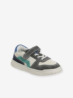 Chaussures-Chaussures garçon 23-38-Baskets, tennis-Basket enfant garçon cuir à scratchs et lacets élastiqués