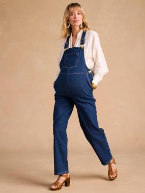 Maternity-Playsuits & Dungarees-Wide Cut Denim Dungarees for Maternity, ENVIE DE FRAISE