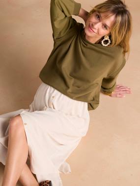 Vêtements de grossesse-Sweat grossesse bi-matière manches ajourées