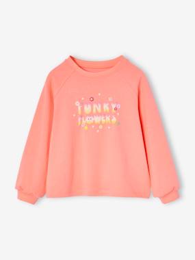 Girls-Girls' slogan t-shirt with puff ink effect