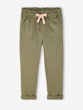 Girls-Fluid Paperbag-Style Trousers for Girls