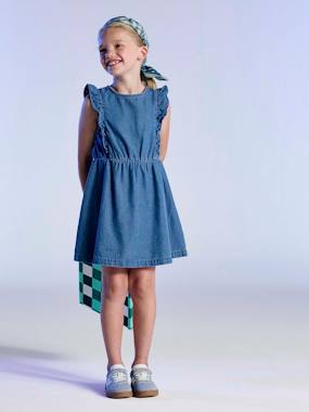 Girls-Denim frill dress for girls