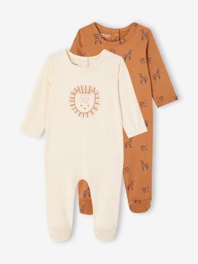 -Pack of 2 Safari baby sleepsuits