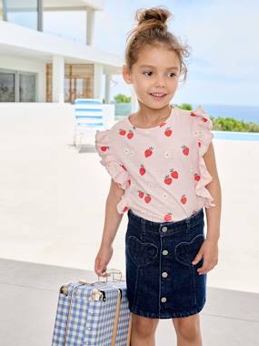 Girls-Button-up denim skirt for girls