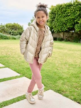 Girls-Lightweight hooded puffer jacket with a shimmer effect for girls