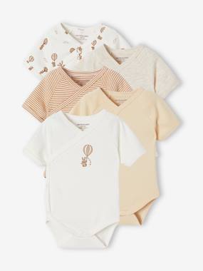 Baby-Bodysuits-5 pack of short-sleeved baby bodysuits, Hot Air Balloon design