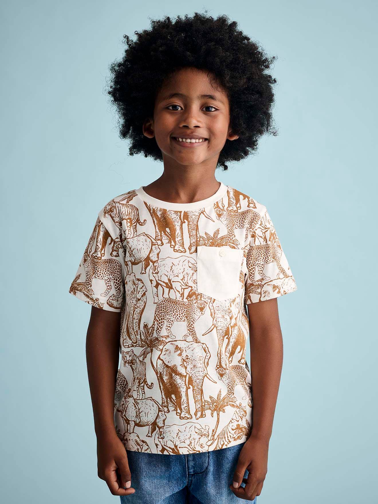 T-Shirt with Graphic Motifs for Boys - night blue, Boys