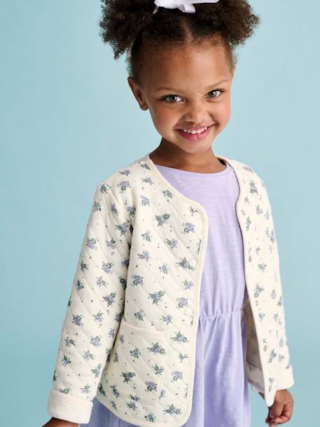 Ensemble veste matelassée imprimée fleurs + robe fille rose+violet - vertbaudet enfant 