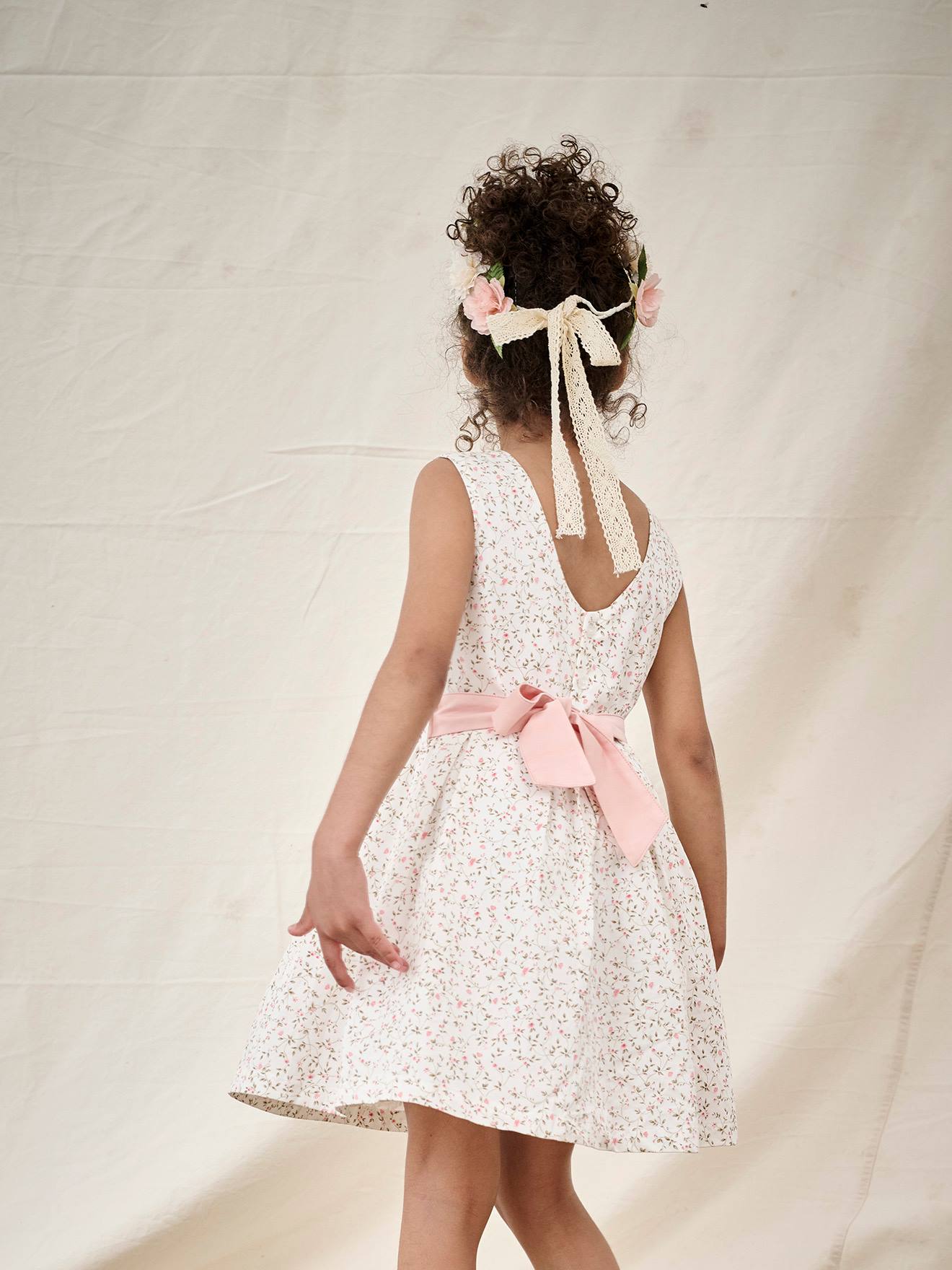 Robe Princesse Fille Mousseline Asymétrique - Col V Sans Manches 7-16 Ans | Cérémonie Mariage Soirée