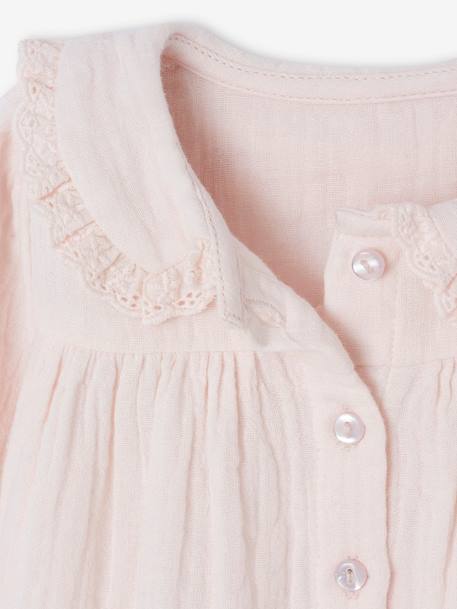 Baby cotton gauze shirt ochre+pale pink - vertbaudet enfant 