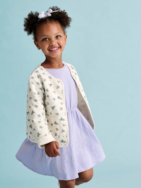 Ensemble veste matelassée imprimée fleurs + robe fille rose+violet - vertbaudet enfant 