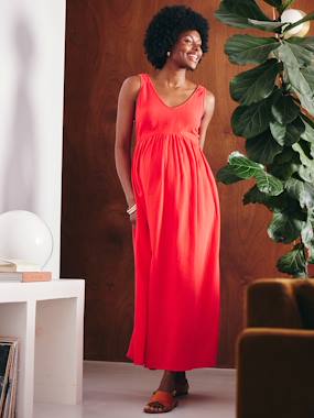 Vêtements de grossesse-Robe-Robe longue de grossesse en gaze de coton