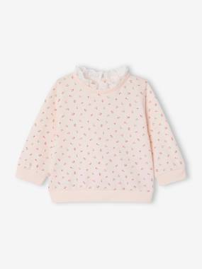 Bébé-Pull, gilet, sweat-Sweat naissance imprimé petites fleurs avec col brodé