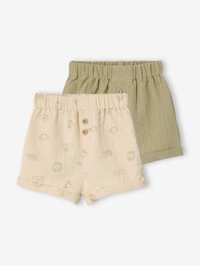 Pack of 2 jungle baby shorts   - vertbaudet enfant
