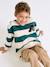 Sweatshirt with Wide Stripes & Bouclé Badge for Boys apricot+emerald green+night blue - vertbaudet enfant 