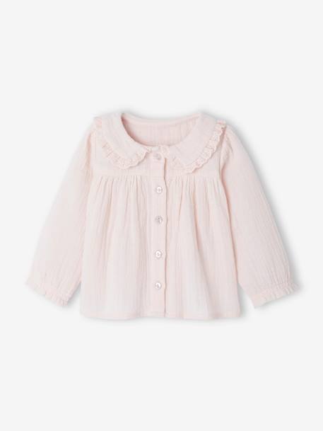 Baby cotton gauze shirt ochre+pale pink - vertbaudet enfant 