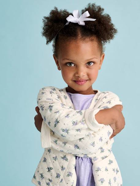 Ensemble veste matelassée imprimée fleurs + robe fille rose+violet - vertbaudet enfant 