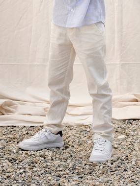 Pantalon garçon cérémonie chino en coton/lin  - vertbaudet enfant