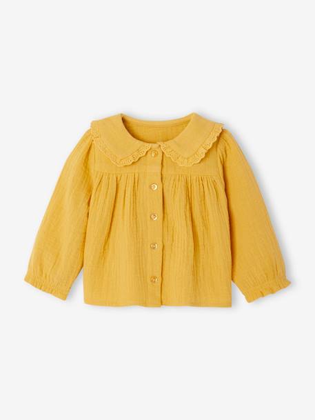 Baby cotton gauze shirt ochre+pale pink - vertbaudet enfant 