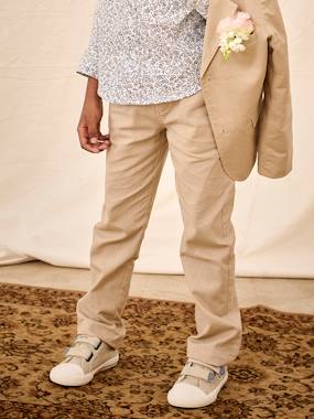Pantalon garçon cérémonie chino en coton/lin  - vertbaudet enfant