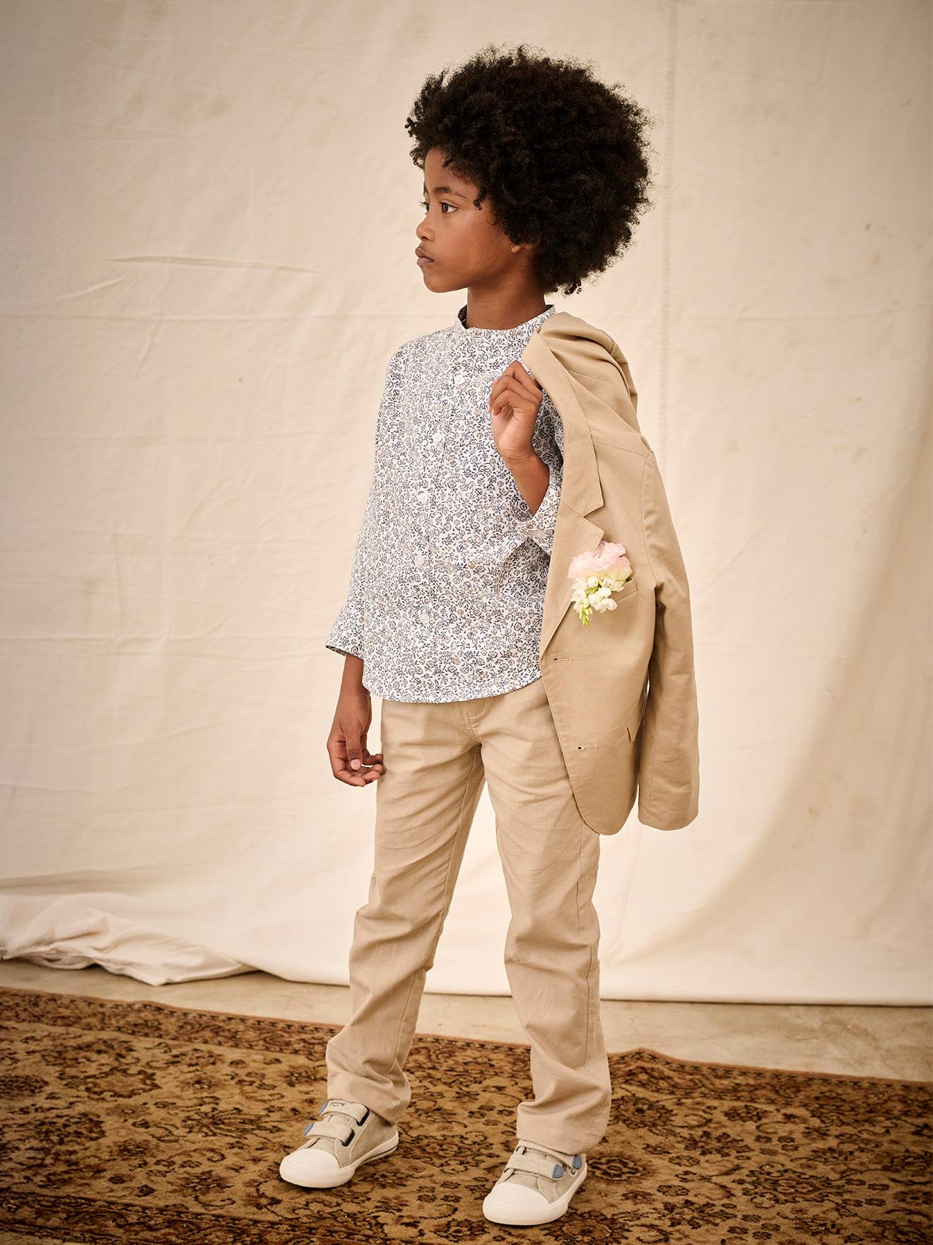 Pantalon Droit Ceinture Semi-élastiquée Bleu