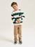 Sweatshirt with Wide Stripes & Bouclé Badge for Boys apricot+emerald green+night blue - vertbaudet enfant 