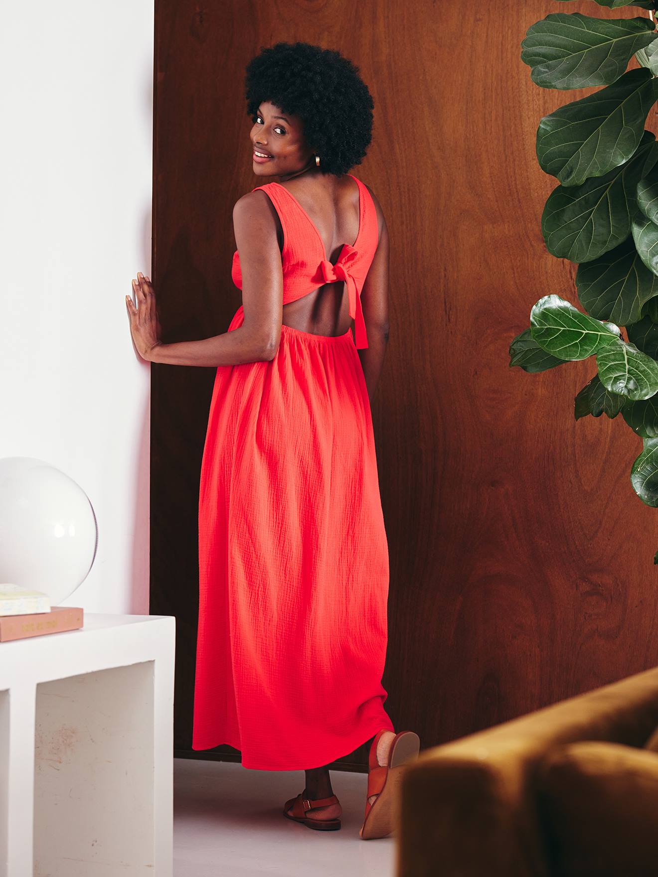 long cotton gauze dress for Maternity True to size Size:38/ XS Double gauze maxi dress Collection-Tropical-Brights Jovani 36979 Short Feather