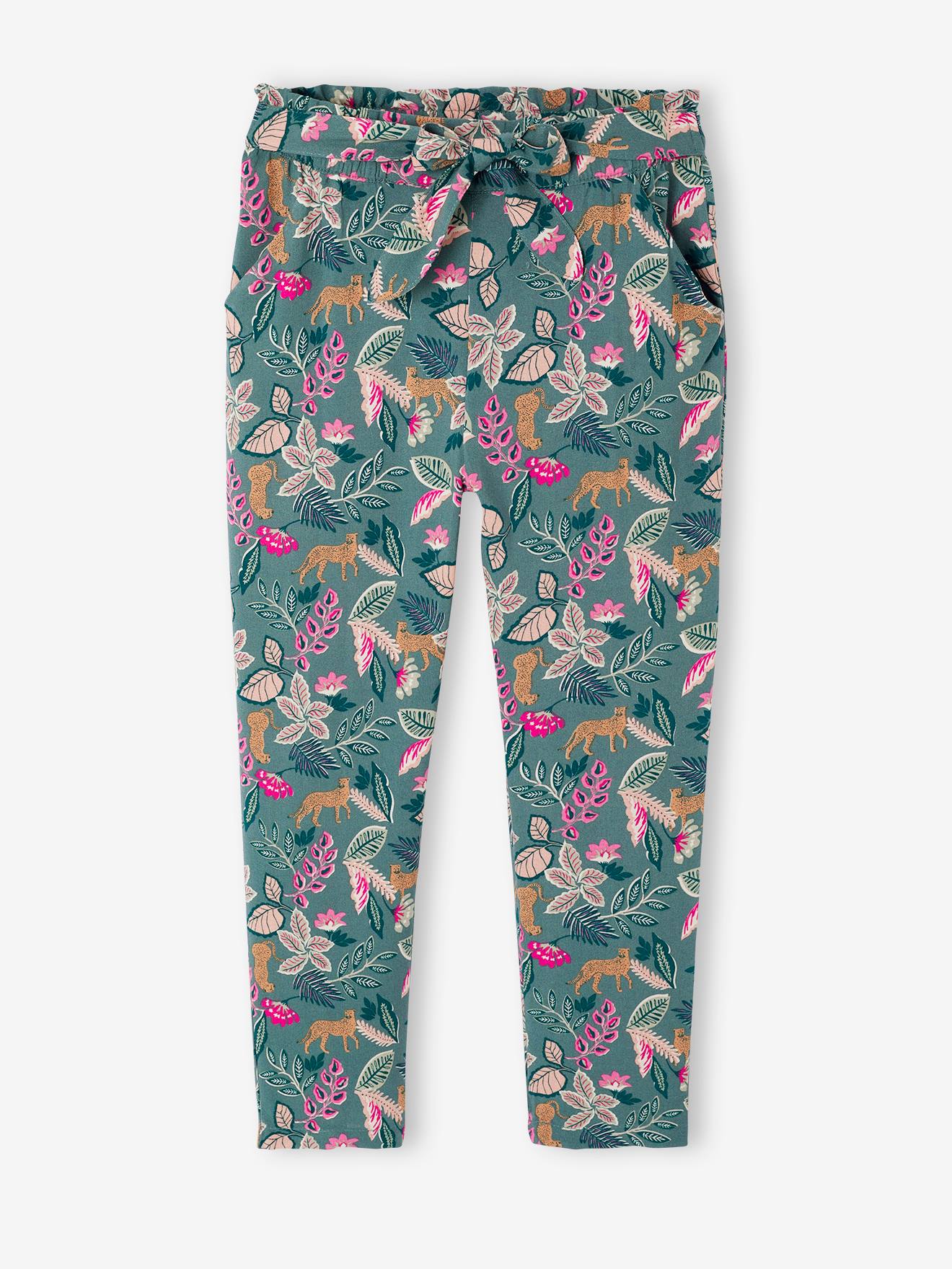 Pantalon Fluide Fleuri VERTBAUDET Fille Taille élastiquée