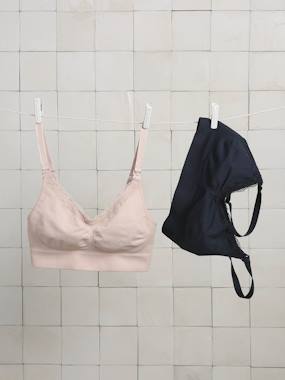 -Lot de 2 brassières grossesse et allaitement sans coutures dentelle