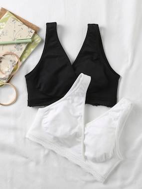 Maternity-Lingerie-Pack of 2 Seamless Cross-over Nursing Bras, ENVIE DE FRAISE