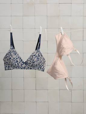 VERTBAUDET Lot 2 Soutiens-Gorge Allaitement Triangle Coton Noir/Blanc 95F - Sans Armature Confortable