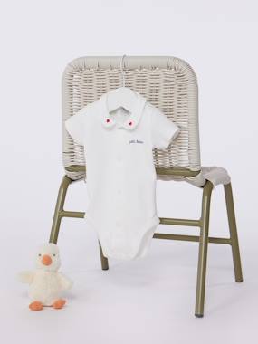 Baby-Short Sleeve Bodysuit with Collar for Newborn Babies, PETIT BATEAU