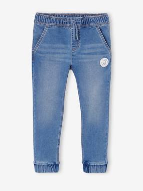 Boys-Jeans-Denim-Effect Fleece Joggers, Easy to Put On, for Boys