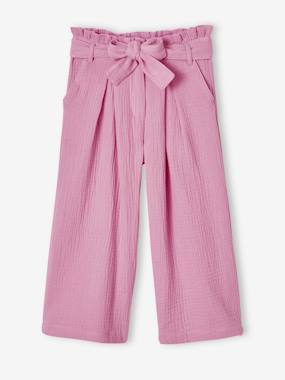 VERTBAUDET Pantacourt Large En Gaze De Coton Fille Beige 3A