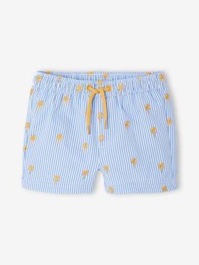VERTBAUDET Short De Bain Bébé Garçon Imprimé Jungle - Bleu Grisé 18 Mois (81 Cm) - Maillot Bain Enfant Résistant Chlore Mer