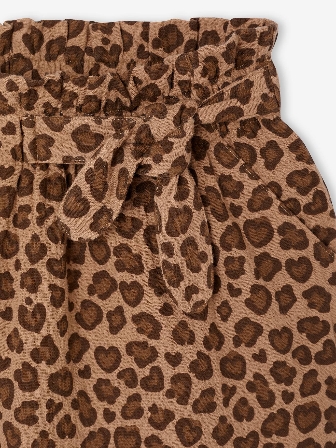 VERTBAUDET Pantacourt Fille En Gaze De Coton Corail 12A - Motifs Fleurs