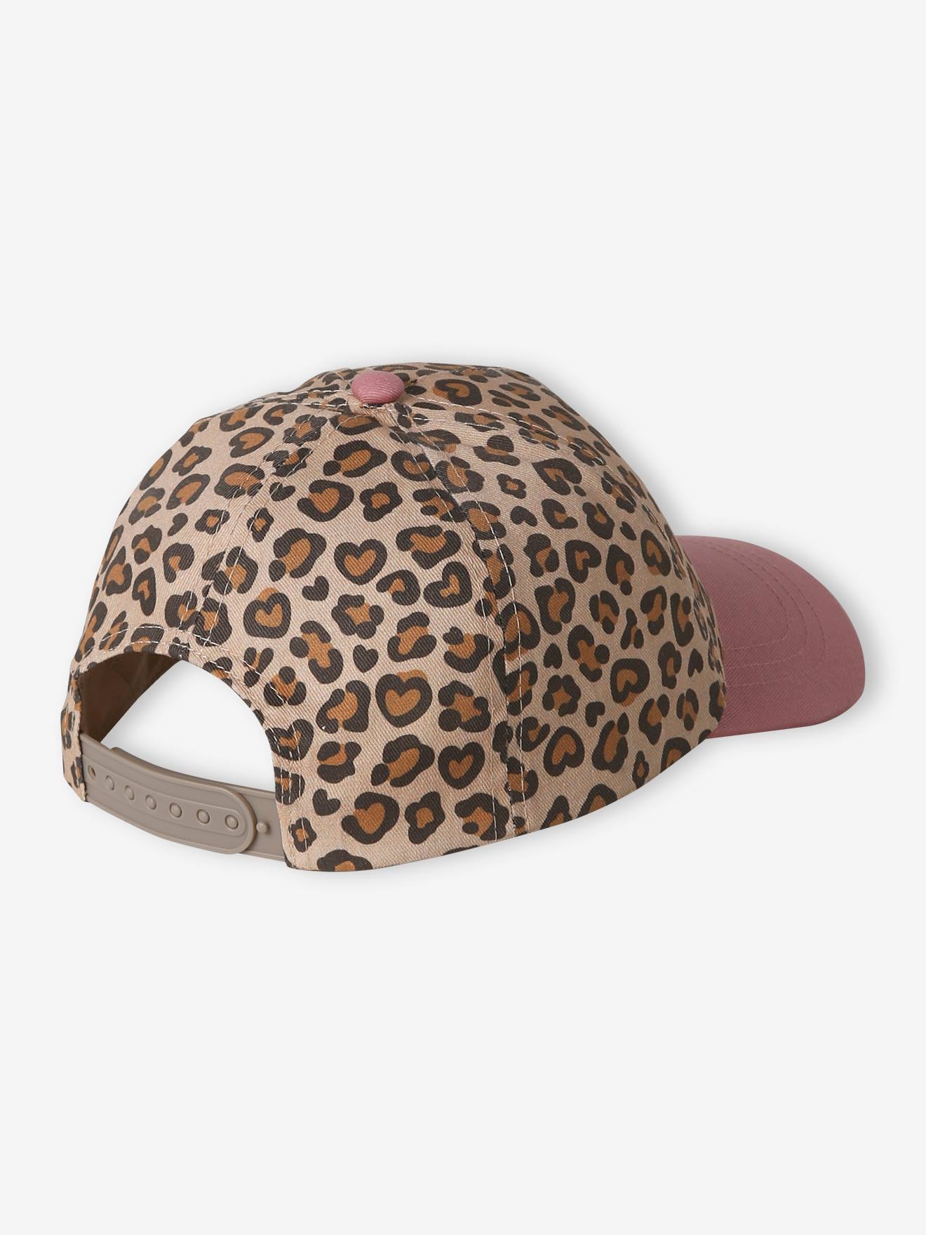 Leopard Print Cap for Girls - blush, Girls